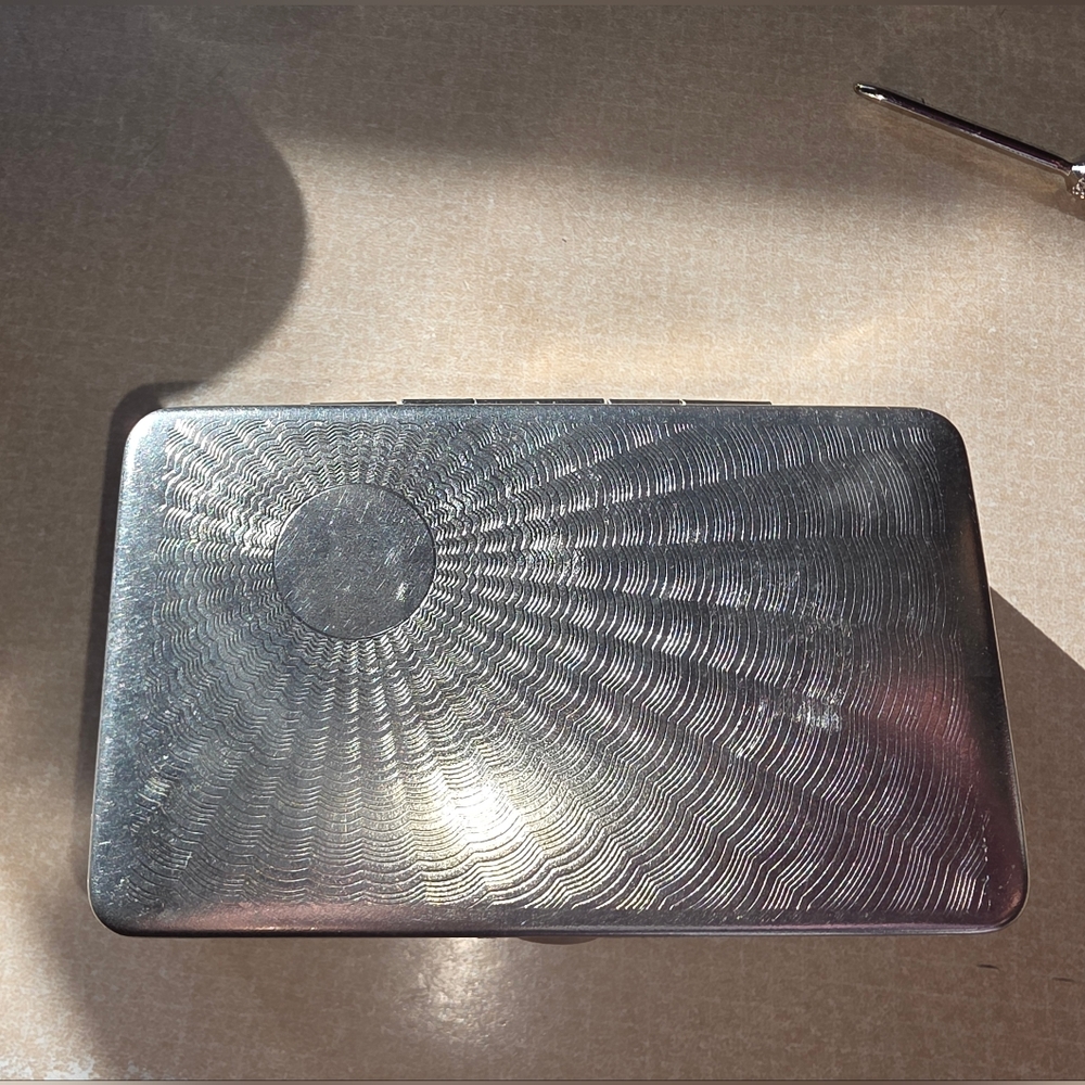 VINTAGE GERMANY SUNBURST SOLAR CIGARETTE & LIGHTER HOLDER CASE BOX